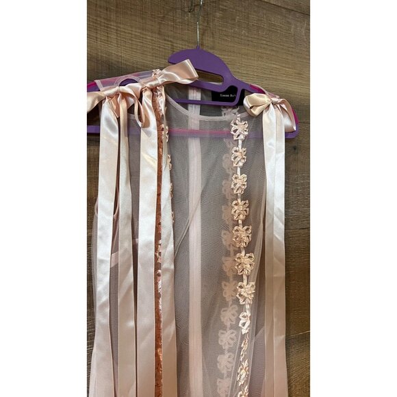 Simone Rocha pale pink ribbon-trimmed sleeveless midi dress size US 0 NWOT - Picture 5 of 11